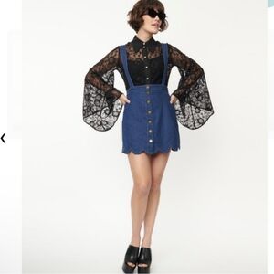 Unique Vintage x Smak Parlour  Jean Suspender Skirt Dress. NWT